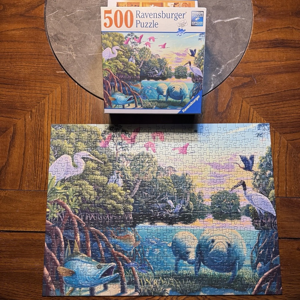 Ravensburger 500 Piece Puzzle Manatee Moments 19.5" x 14.25" COMPLETE 80 480 1